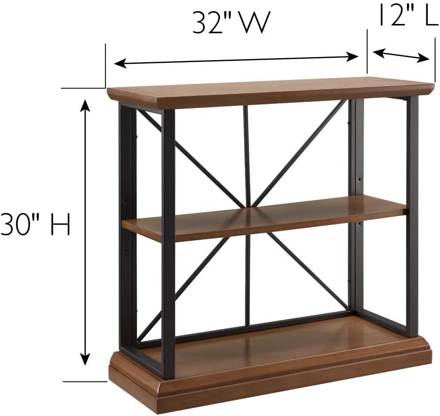 Leick Home 11832-WLGM Finnick Mixed Metal and Wood Adjustable Bookshelf, Willow/Gunmetal