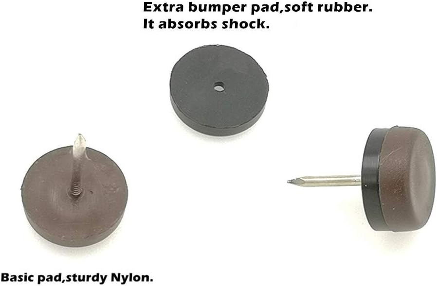 ALIMITOPIA 40pcs Furniture Glide Nail-in Thickened Nylon Chair Glide Slider Furniture Pad Floor Protector for Wooden Furniture Chair Tables Leg Feet(Φ22mm or 0.9";Brown)