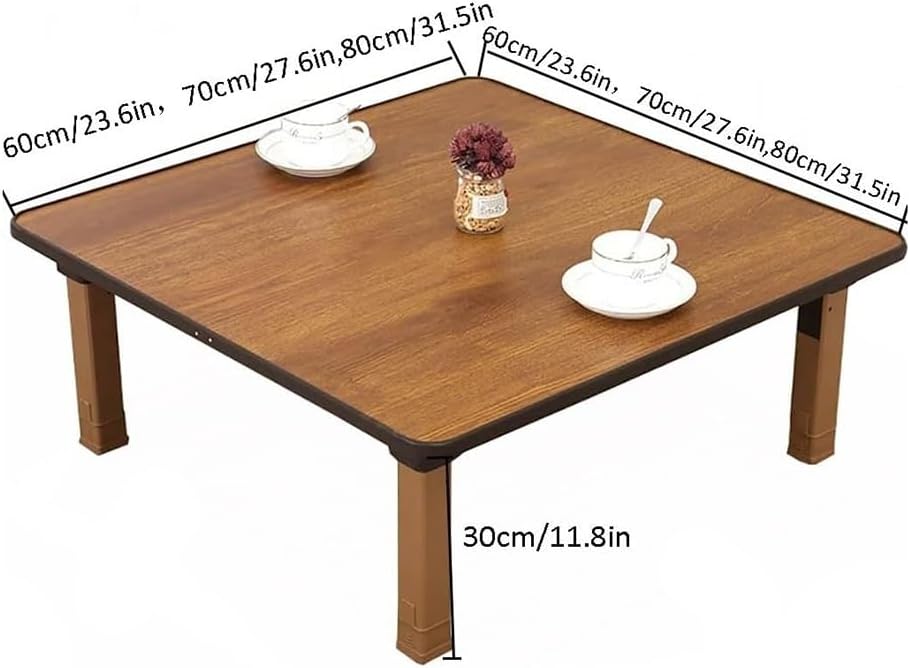 Japanese-Style Square Folding Tea Coffee Table, Low Table, Dining Table, Study Table, Small Desk, for Tatami Sitting On The Floor Bedroom Bay Window Tea Room (Size : 70x70cm)