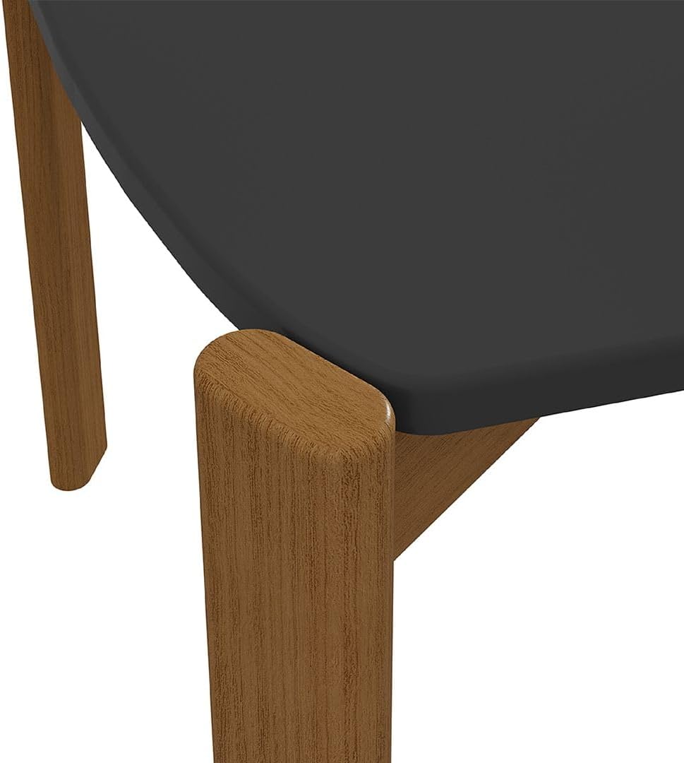 Manhattan Comfort Gales 47-Inch Mid Century Modern Dining Table for 2-4 Person, Unique Minimalist Home Furniture with Solid Eucalyptus Wood Legs, Matte Black