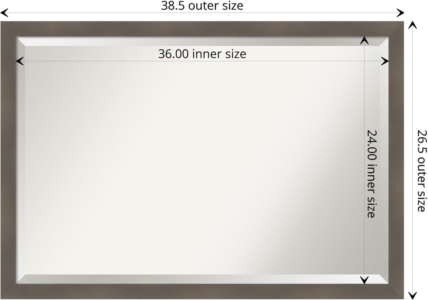 Amanti Art Grey Wall Mirror 27x39 Edwin Clay Grey Rectangle Bathroom Mirror for Wall Decor Living Room, Large Casual Wood Frame, Hangs Horizonally and Vertically, Bathroom Decor, Beveled Edge from WI