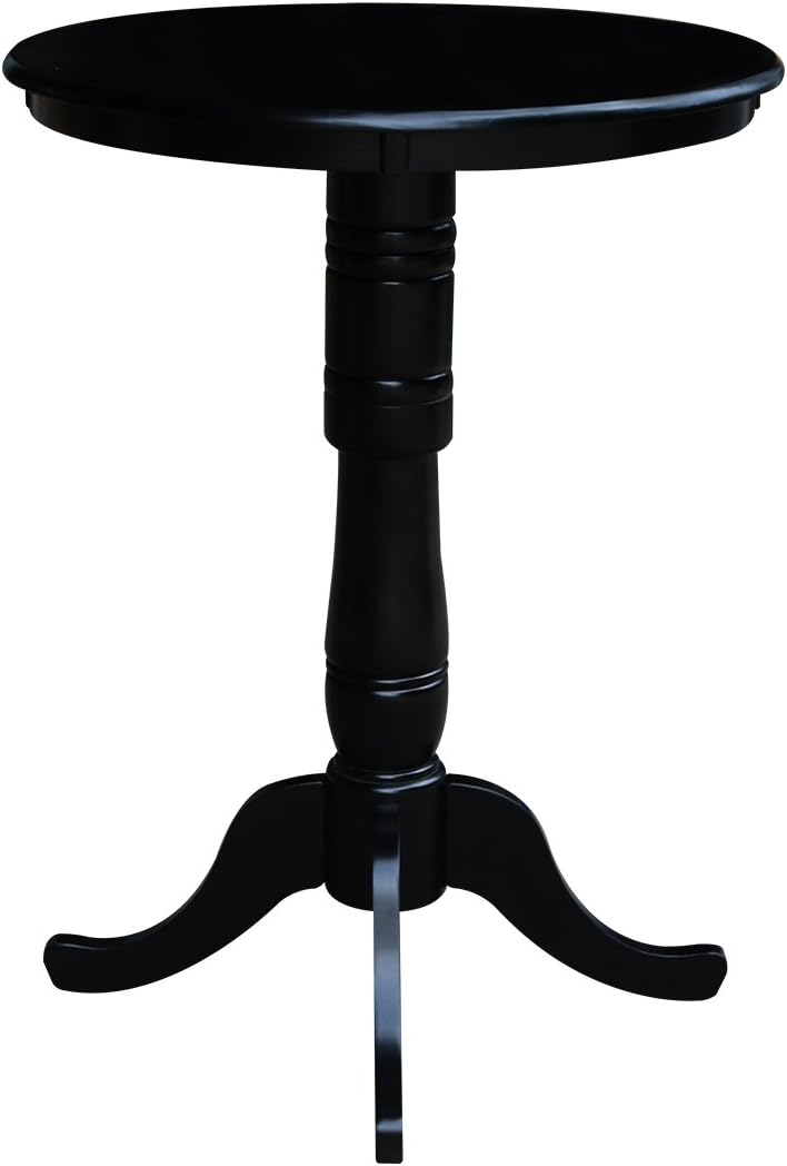International Concepts 30" Round Top Pedestal Table, Bar Height-40.9", Black
