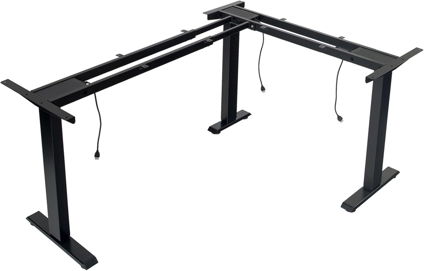 TOPSKY Electric Adjustable Standing and Sitting Computer Desk with 3 Legs for Home and Office 270lb Weight Capacity (Black, Triple)