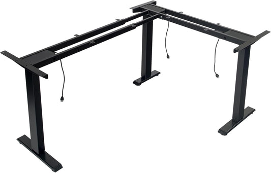 TOPSKY Electric Adjustable Standing and Sitting Computer Desk with 3 Legs for Home and Office 270lb Weight Capacity (Black, Triple)