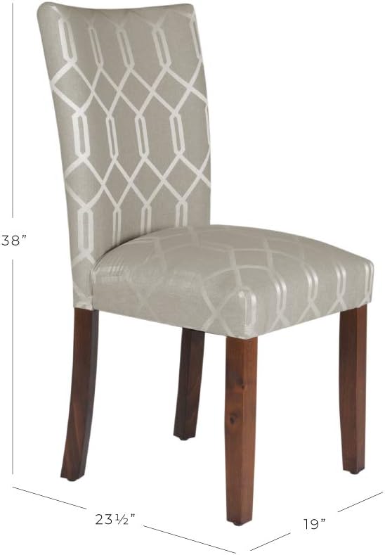 HomePop Classic Parsons Dining Chair - Pewter Gray Cream Lattice (Set of 2)