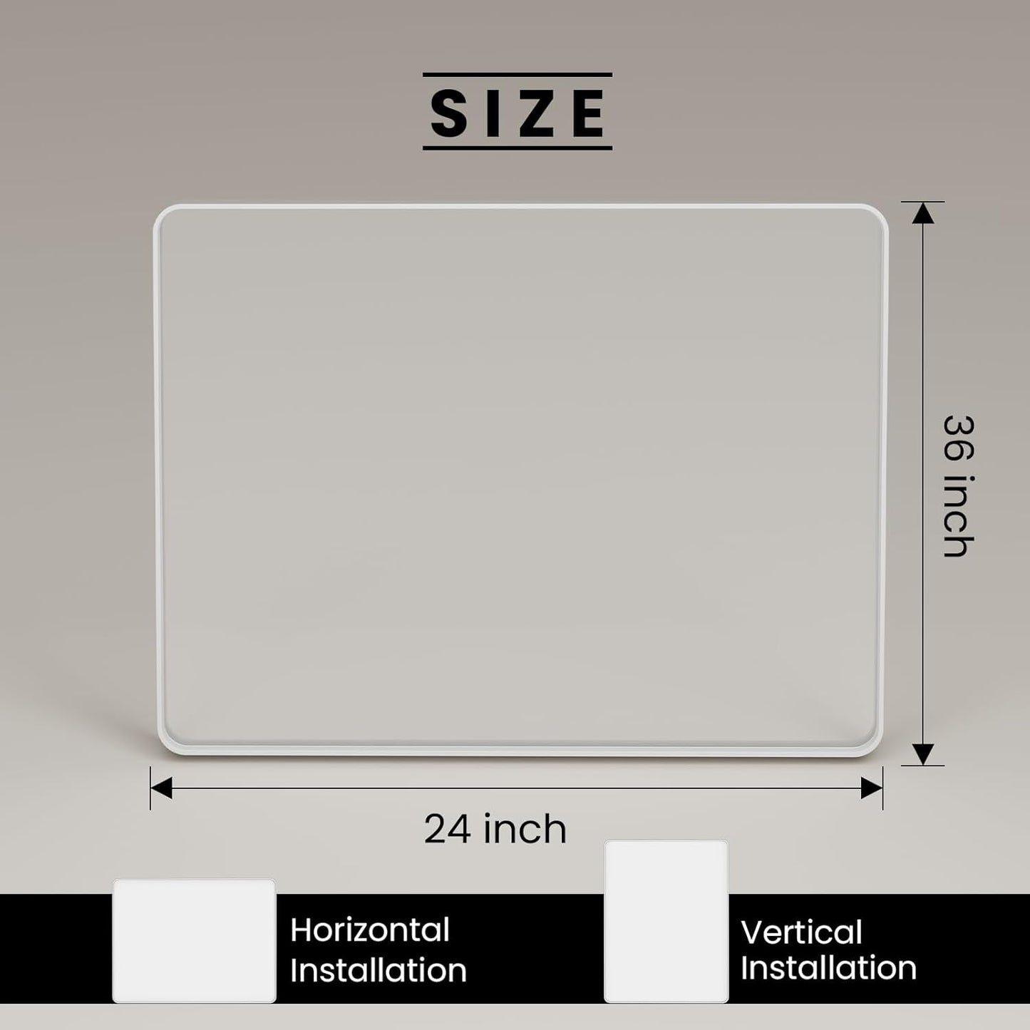 White Bathroom Mirror 24x36 Inch, White Metal Framed Bathroom Mirror for Wall, Rounded Rectangle Matte Bathroom Vanity Mirror, Tempered Glass, Anti-Rust, Horizontal/Vertical