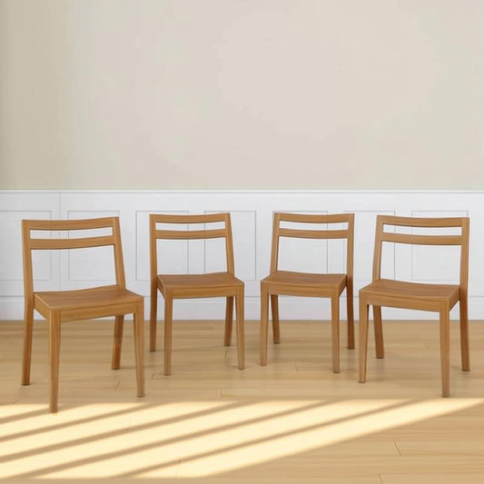 Grain & Grove Davie Dining Room Chairs Set of 4, Solid Wood Modern Kitchen Chair for Living Room, Kitchen, Pecan