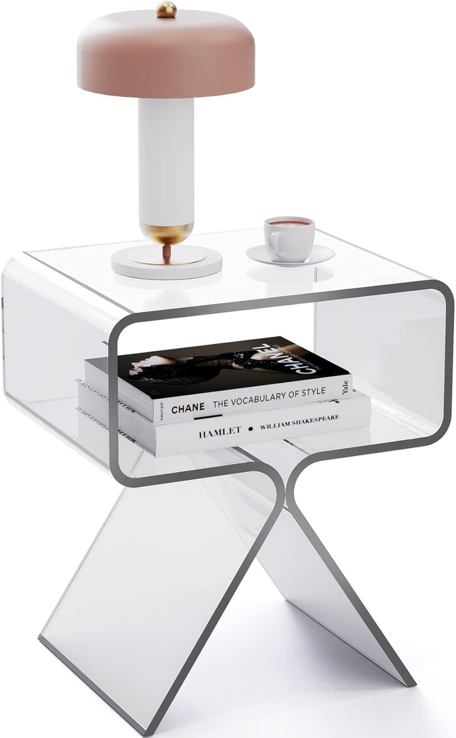 Acrylic Nightstand Side Table Modern Design Clear Home Decor Display End Table for Living Room (Clear)