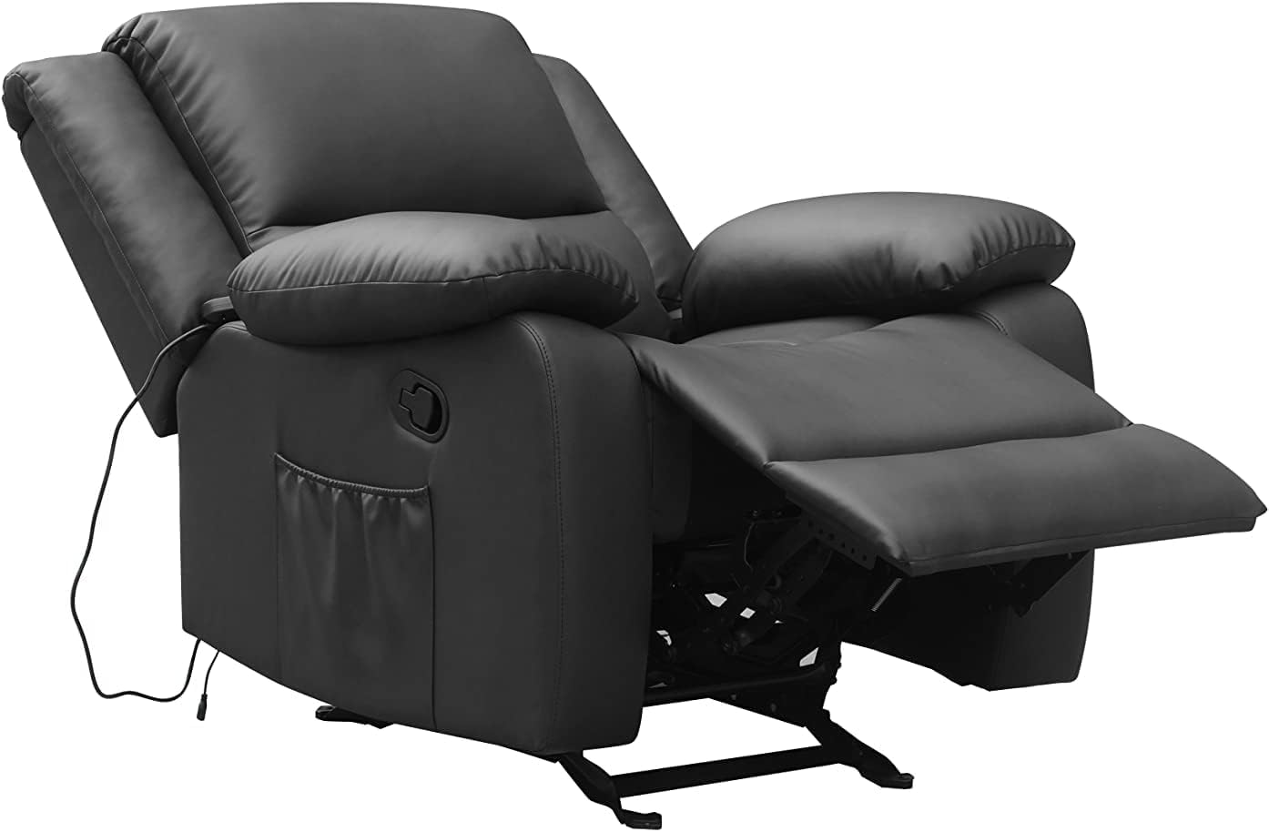 Black Leather Massage Rocker Recliner Chair with Heat - Full Body Massage Chair