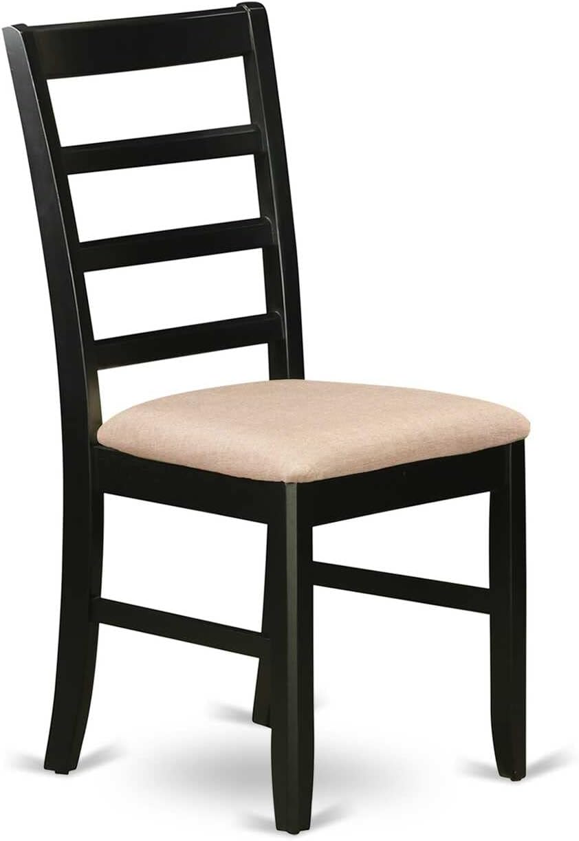 East West Furniture AMPF3-BCH-C 3 Piece Dining Table Set for Small Spaces Contains a Round Kitchen Table with Pedestal and 2 Linen Fabric Upholstered Chairs, 36x36 Inch, Black & Cherry