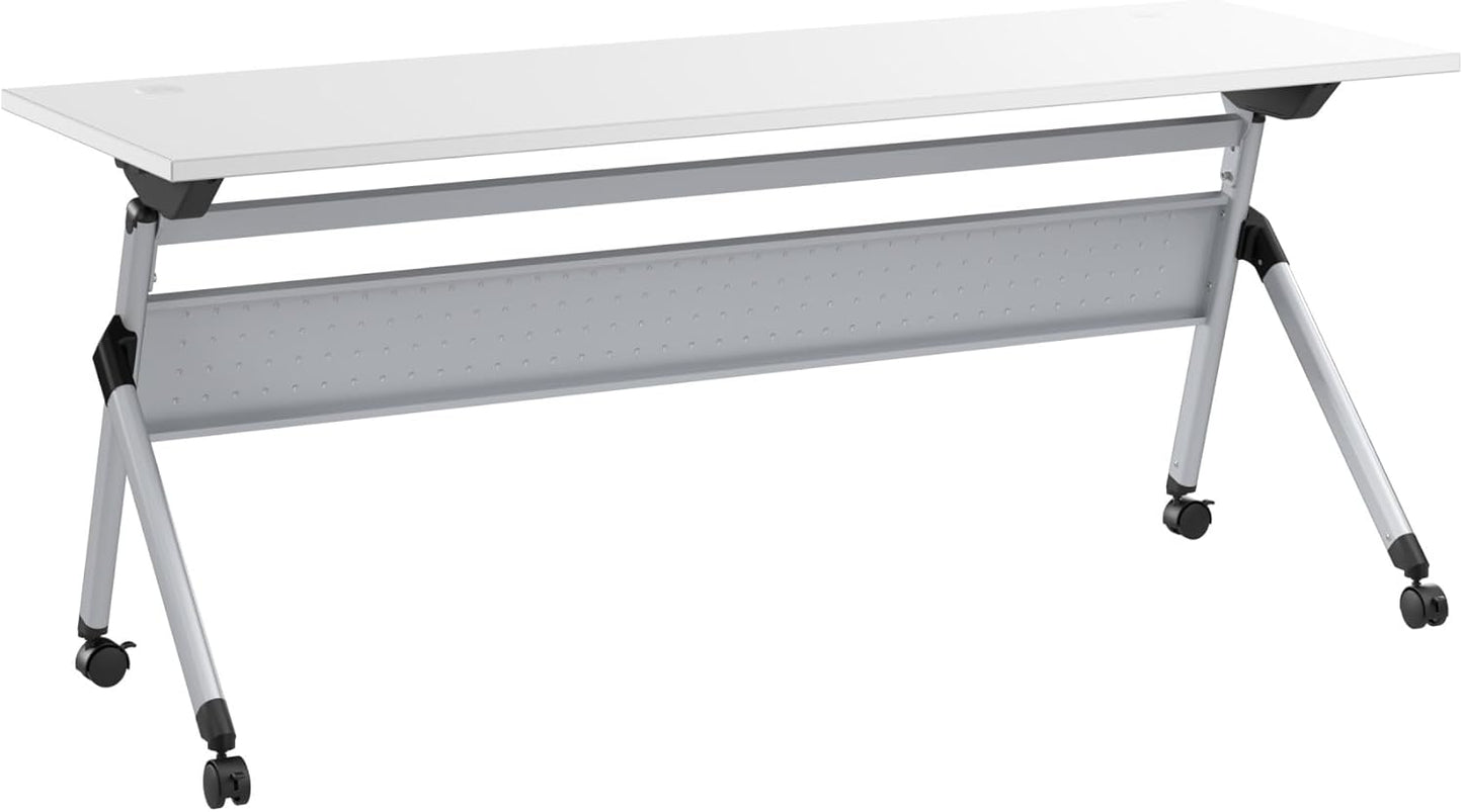 Bush Business Furniture Folding Training Table, 72 inch Desk, Commercial-Grade Bundle for Office or Classroom, Envision Collection, White