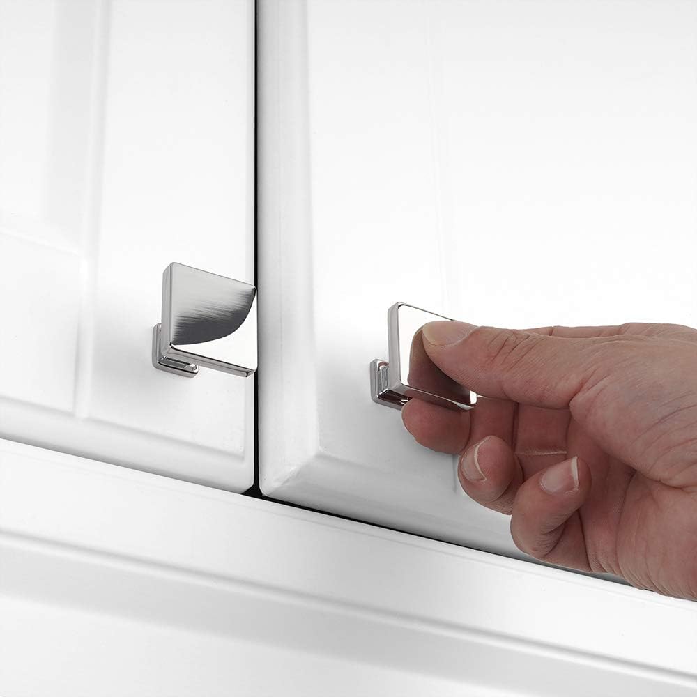 KOOFIZO 30 Pack Polished Chrome Cabinet Knobs Chrome Drawer Knobs K08 Square Single Hole Cabinet Pulls for Cabinets Drawer Dresser Cupboard Bedroom Closet Bathroom Vanity