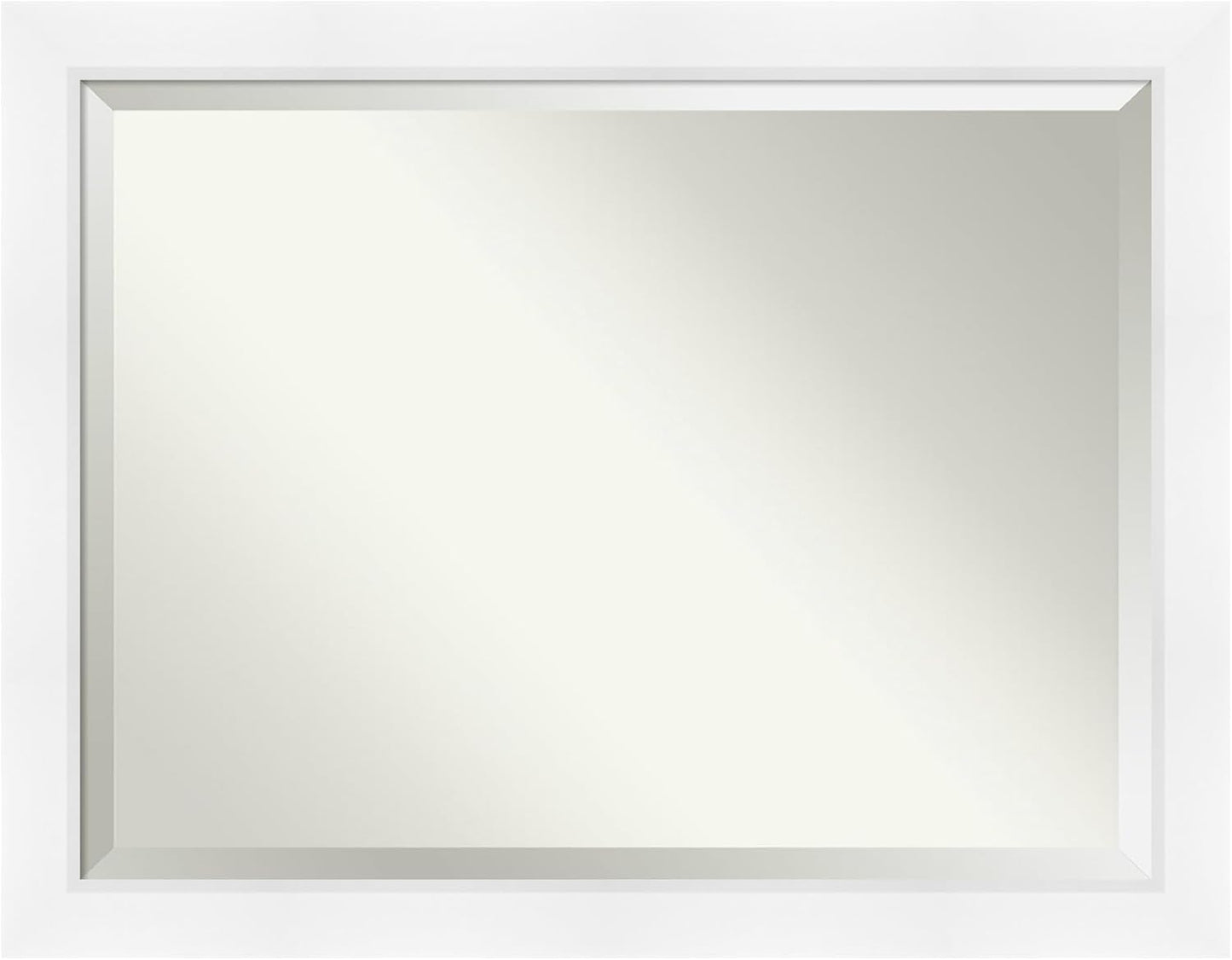 Amanti Art White Bathroom Mirror for Over Sink, 36x46 Sloped White Rectangle Vanity Mirror, X-Large Modern Contemporary Frame, Hangs Horizonally and Vertically, Bathroom Wall Decor, Beveled Edge
