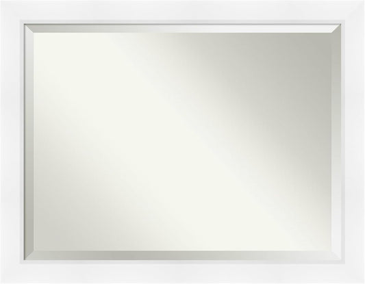 Amanti Art White Bathroom Mirror for Over Sink, 36x46 Sloped White Rectangle Vanity Mirror, X-Large Modern Contemporary Frame, Hangs Horizonally and Vertically, Bathroom Wall Decor, Beveled Edge