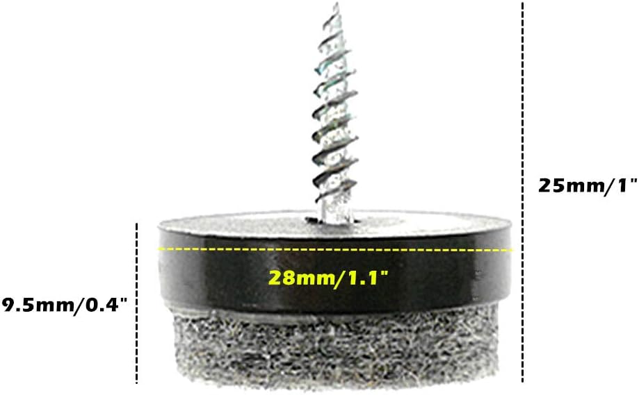 ALIMITOPIA 40pcs Screw-on Furniture Felt Pad Chair Glide Slider Hardwood Floor Protector for Wooden Leg Feet of Chair Table Furniture(Φ28mm or 1.1";Black)