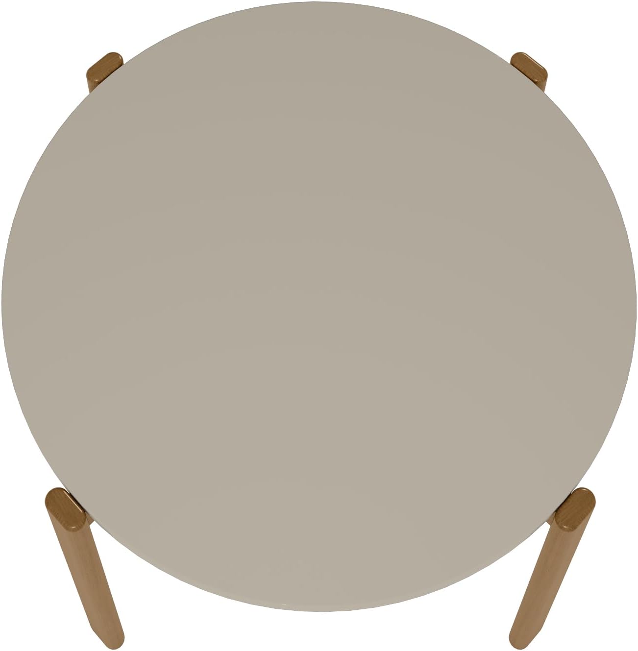 Manhattan Comfort Gales 46-Inch Mid Century Modern Round Dining Table for 2-4 Person, Minimalist Home Furniture with Solid Eucalyptus Wood Legs, Off White