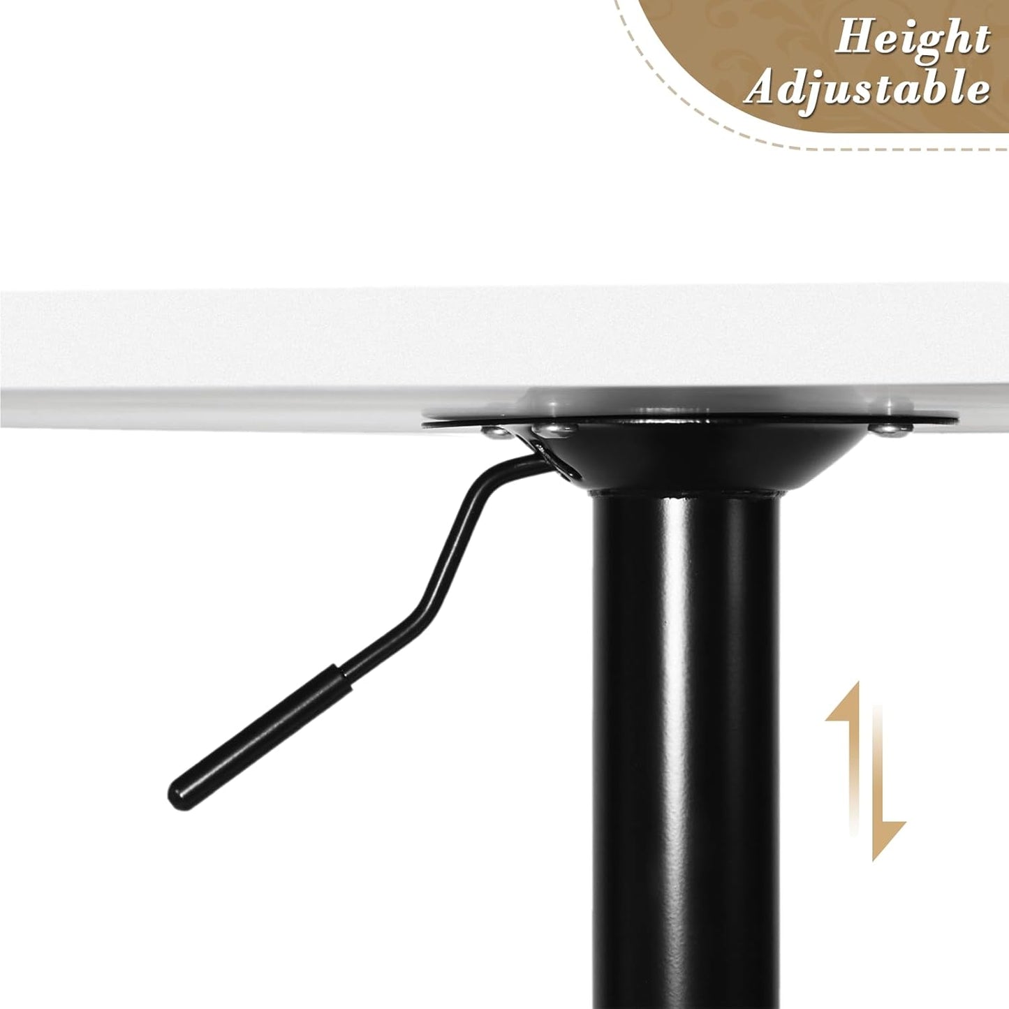 Athena Collection Modern Bar Table Round Top Height Adjustable, Tall Bistro Pub Cocktail Table Height Top and Sturdy Base, Suitable for Home Kitchen Pub Restaurant Outdoor, White