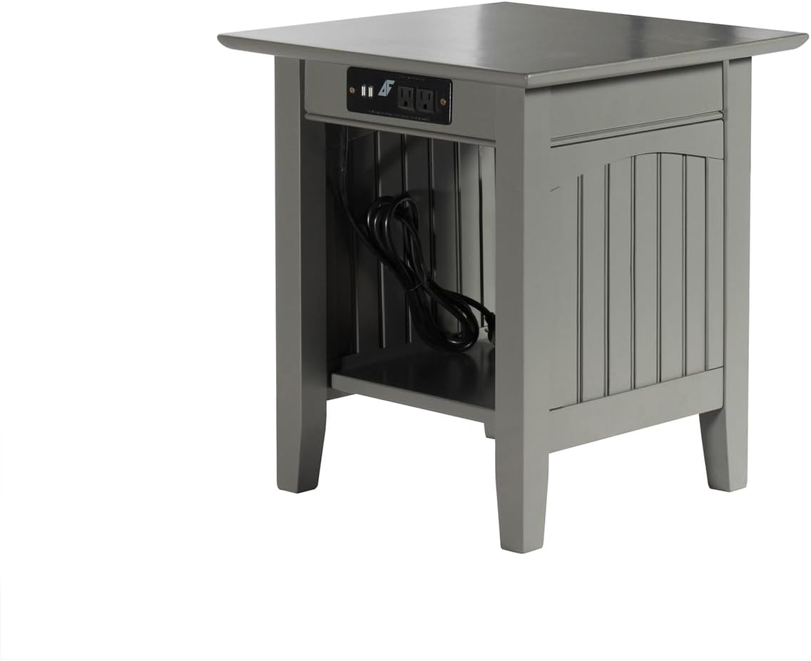 AFI Nantucket End Table with Built-in Charger in Grey