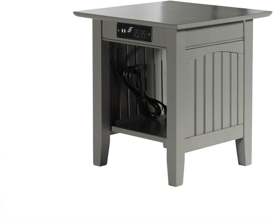 AFI Nantucket End Table with Built-in Charger in Grey