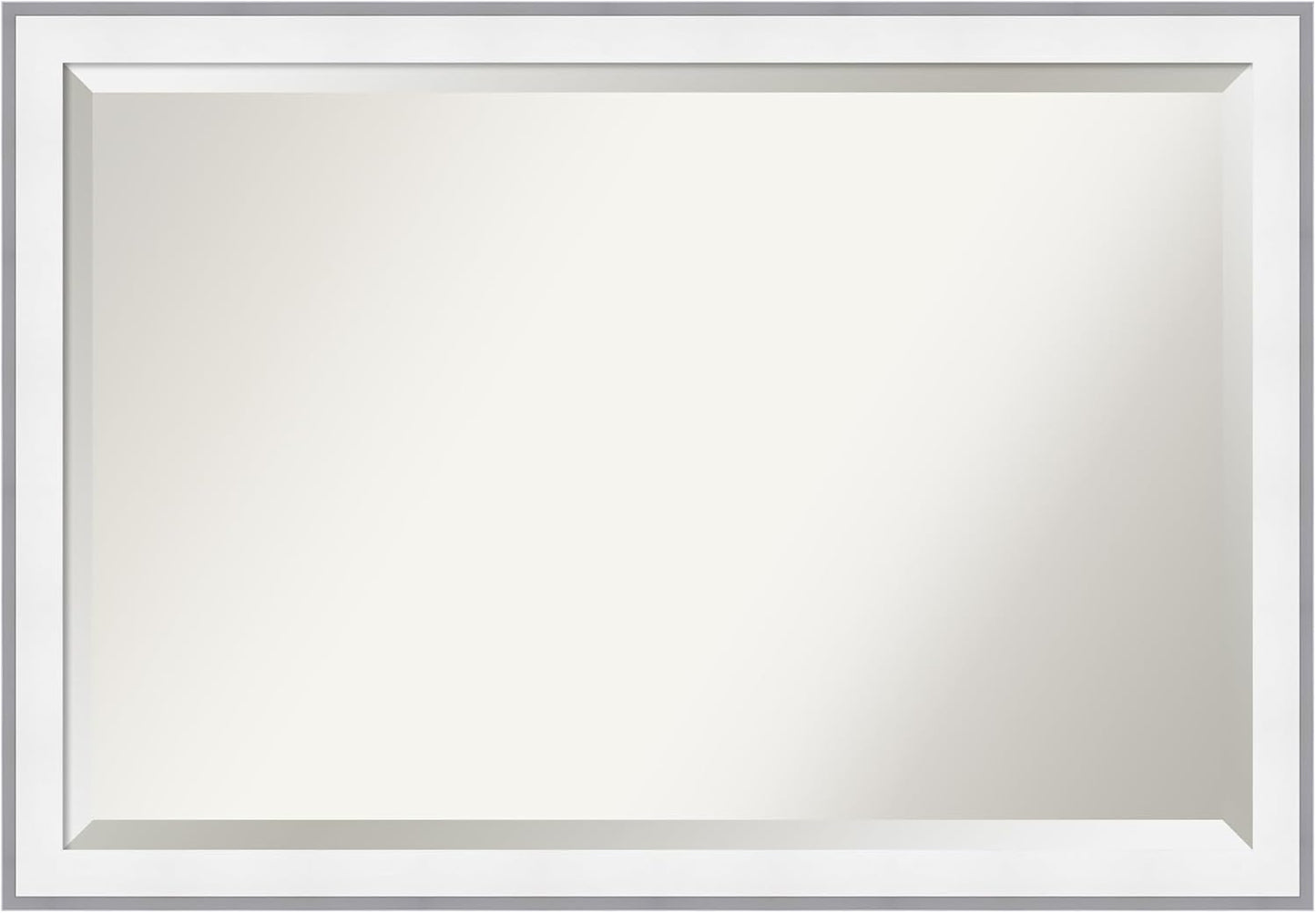 Amanti Art Bathroom Mirror for Over Sink, 27x39 Maya White Silver Rectangle Vanity Mirror, Large Modern Contemporary Frame, Hangs Horizonally and Vertically, Bathroom Wall Decor, Beveled Edge