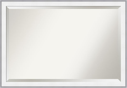 Amanti Art Bathroom Mirror for Over Sink, 27x39 Maya White Silver Rectangle Vanity Mirror, Large Modern Contemporary Frame, Hangs Horizonally and Vertically, Bathroom Wall Decor, Beveled Edge