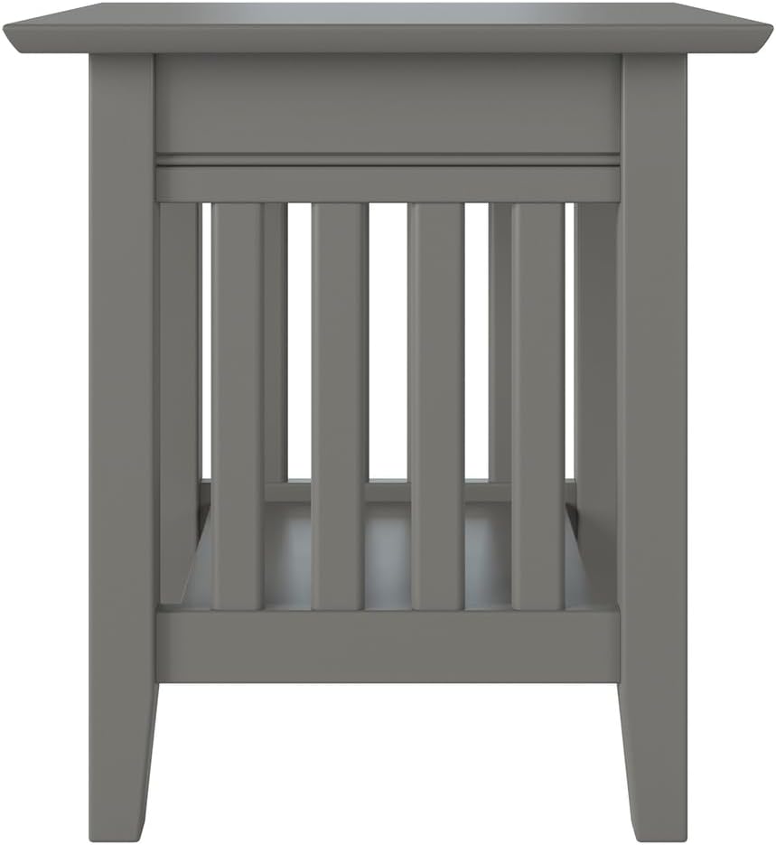 AFI, Mission End Table with Charging Station, Grey
