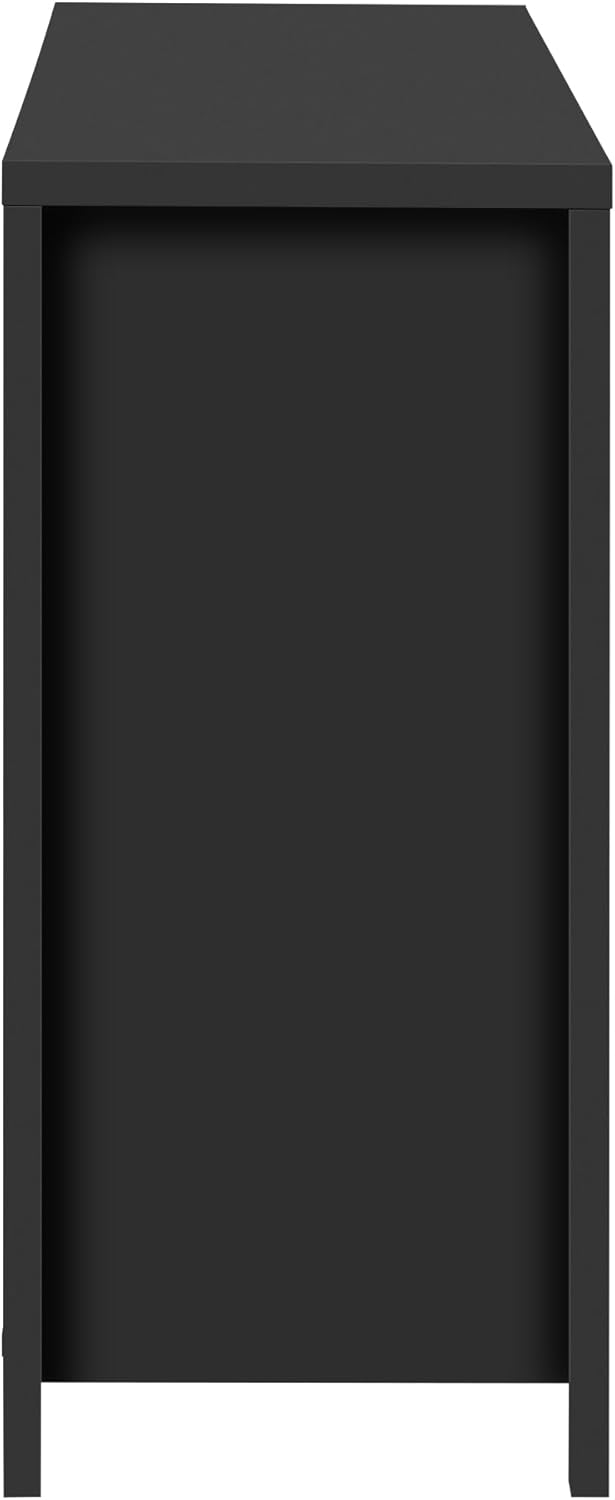 Merax Modern Wave-Pattern Sideboard Cabinet with 2 Drawers and 4 Doors,Buffet Cabinet,Aluminum Arc Handles,Scandinavian Style,Suitable for Entryway, Living Room,Foyer,Black