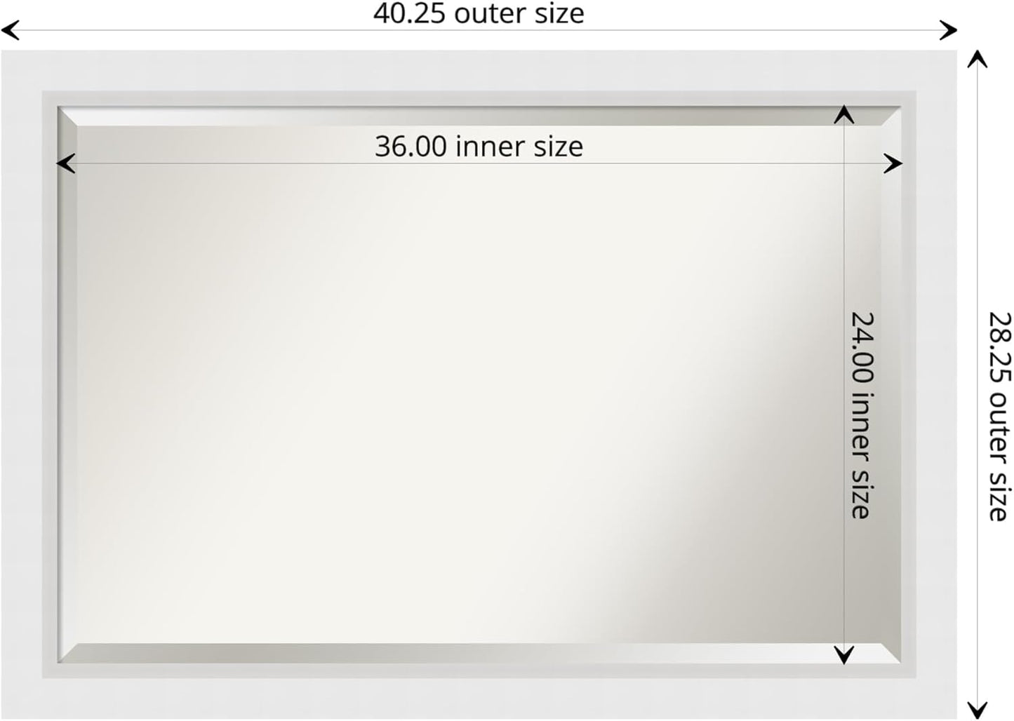 Amanti Art White Bathroom Mirror for Over Sink, 28x40 Blanco White Rectangle Vanity Mirror, Large Modern Contemporary Wood Frame, Hangs Horizonally and Vertically, Bathroom Wall Decor, Beveled Edge