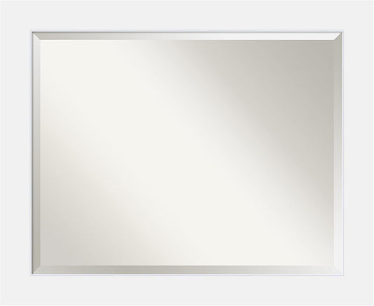 Amanti Art White Bathroom Mirror for Over Sink, 27x33 Corvino White Rectangle Vanity Mirror, Large Modern Contemporary Wood Frame, Hangs Horizonally and Vertically, Bathroom Wall Decor, Beveled Edge