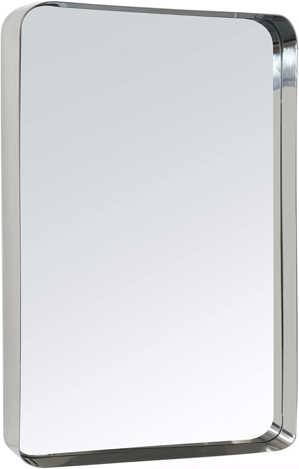 TEHOME 20x30 inch Chrome Metal Framed Bathroom Mirror for Wall in Stainless Steel Chrome Rounded Rectangular Bathroom Vanity Mirrors Wall Mounted…