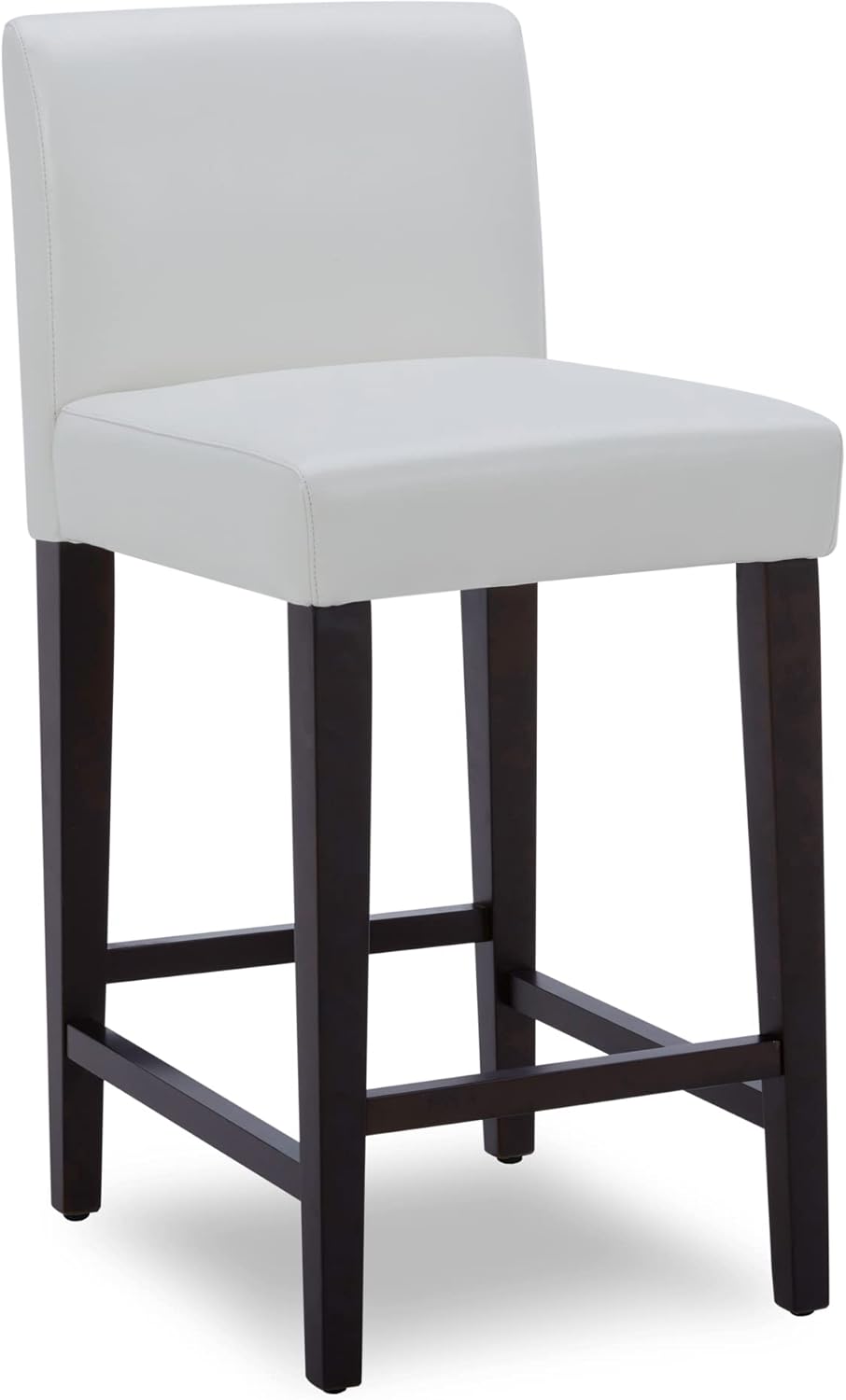 CHITA Counter Height Bar Stools Set of 2, 25" H Seat Height Upholstered Barstools, PU Leather in White