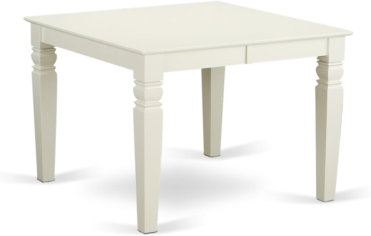 East West Furniture WEIP5-WHI-C 5 Piece Dining Room Table Set Includes a Rectangle Kitchen Table with Butterfly Leaf and 4 Linen Fabric Upholstered Dining Chairs, 42x60 Inch, Linen White