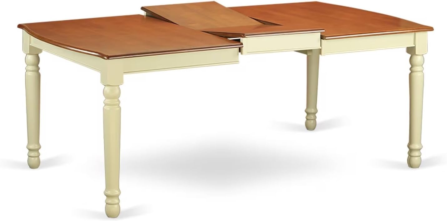 East West Furniture DOAN9-WHI-W 9 Piece Kitchen Table & Chairs Set Includes a Rectangle Dining Room Table with Butterfly Leaf and 8 Solid Wood Seat Chairs, 42x78 Inch, Buttermilk & Cherry