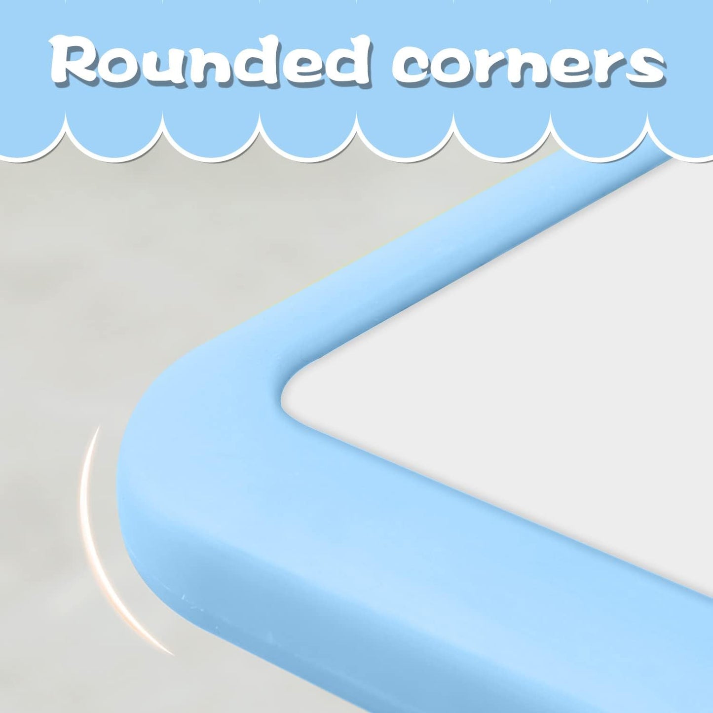 Children's Table and Chair Set Suitable for Boys and Girls Age 2-12 Height Adjustable Table top Can be Painted with 6 Seats Suitable for Family Learning Daily use (Sky blueBlue)