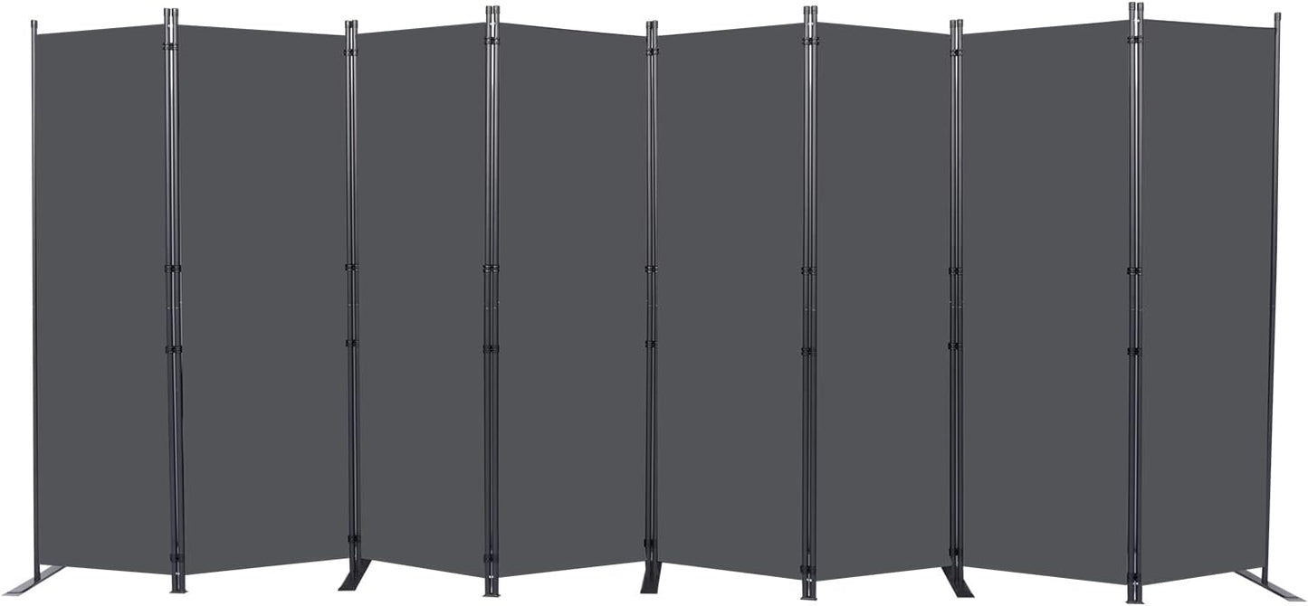 Room Divider, 8 Panel Folding Privacy Screens with Wider Support Feet, 6 Ft Portable Room Partition for Room Separator, 176" W X 71" H, Grey