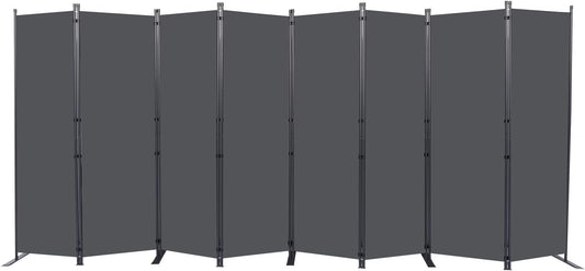 Room Divider, 8 Panel Folding Privacy Screens with Wider Support Feet, 6 Ft Portable Room Partition for Room Separator, 176" W X 71" H, Grey