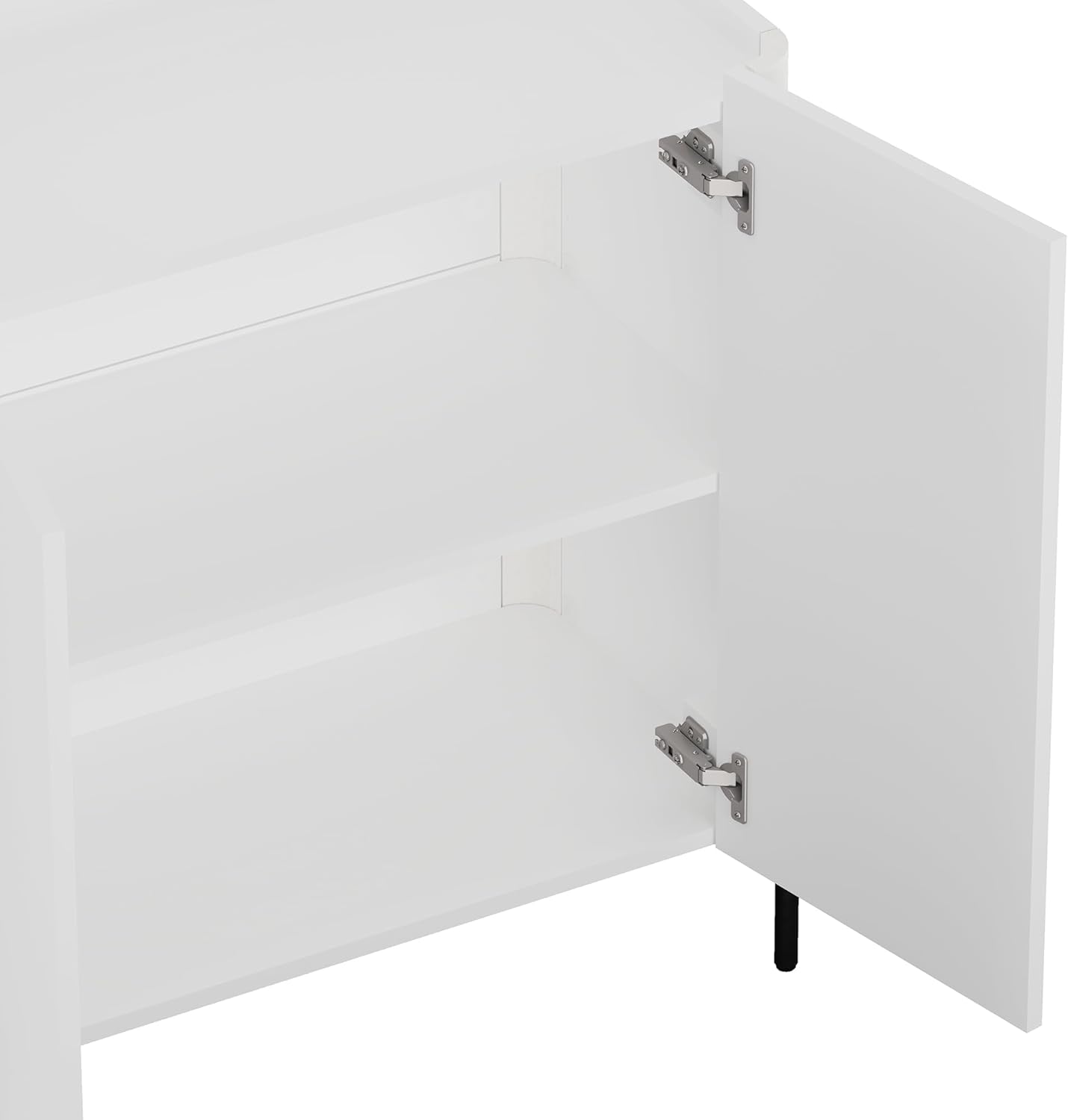 Manhattan Comfort Abbey Accent Cabinet with Doors, Tray Top Design and Adjustable Shelves, Sleek Modern Storage Furniture for Dining Area, Living Room, Bedroom, Entryway, White