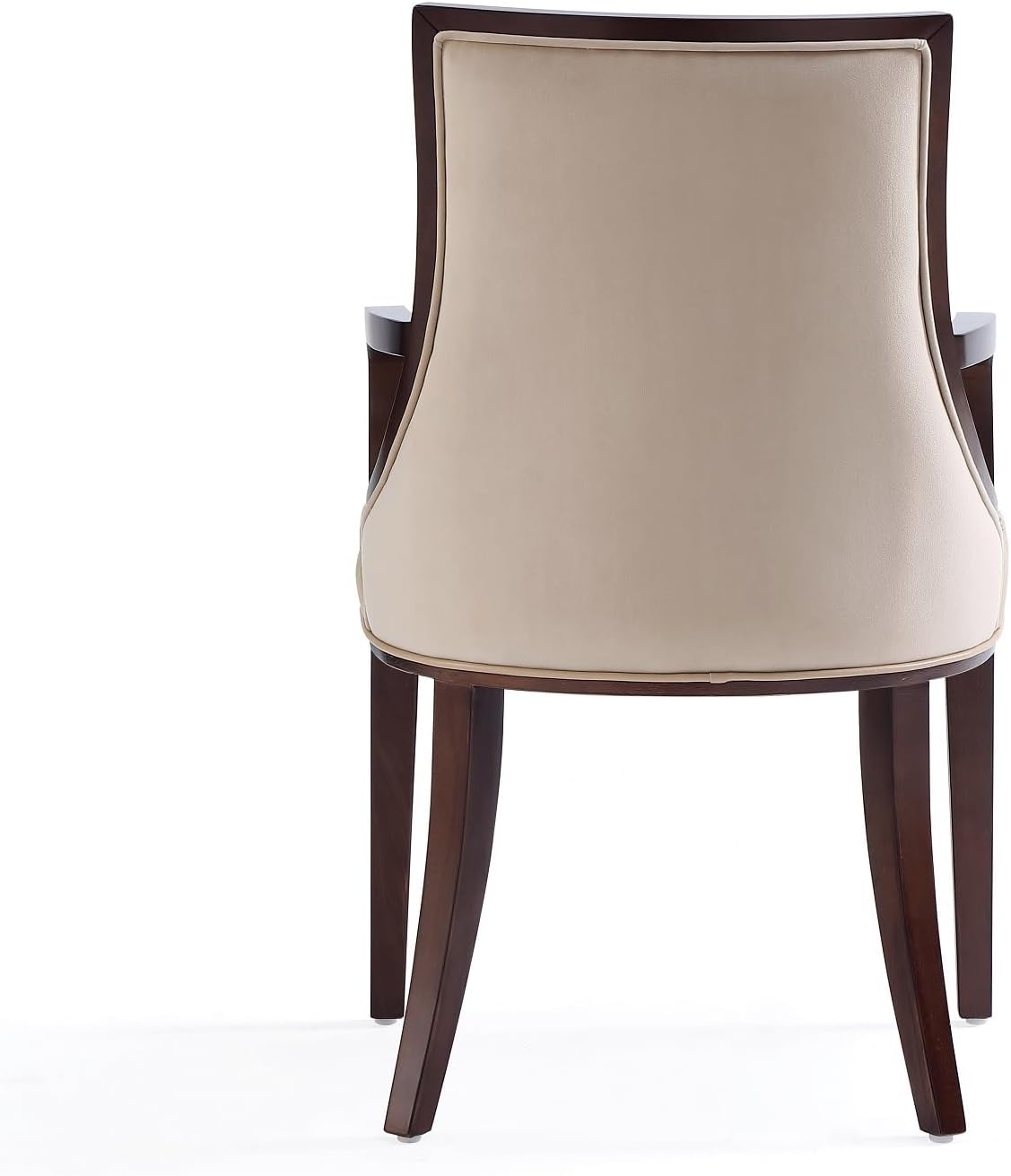 Manhattan Comfort Grand Faux Leather Dining Chairs with Arms, Padded Wingback Seat, Fine Rectangular Stitching and Solid Wood Frame, Set of 2, Tan