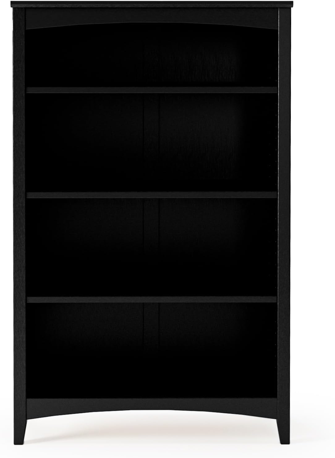 Camaflexi Shaker Style 4 Shelf Bookcase/Solid Wood / 48" High/Adjustable Shelving/Closed Back/Display Bookshelf for Living Room, Bedroom, Home and Office, Black