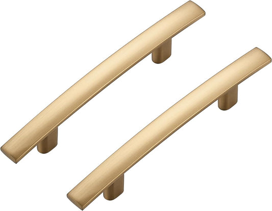 10 Pack Cabinet Handles 3" Hole Center - Curved Cabinet Pulls Champagne Bronze Drawer Pulls for Kitchen Cupboard Solid Handles for Dresser Drawer Arch Closet Hardware