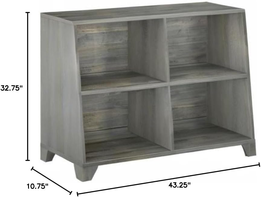 Max & Lily Modern Farmhouse 4-Shelf Bookcase, Solid Wood Bookshelves for Kids Bedroom, Driftwood