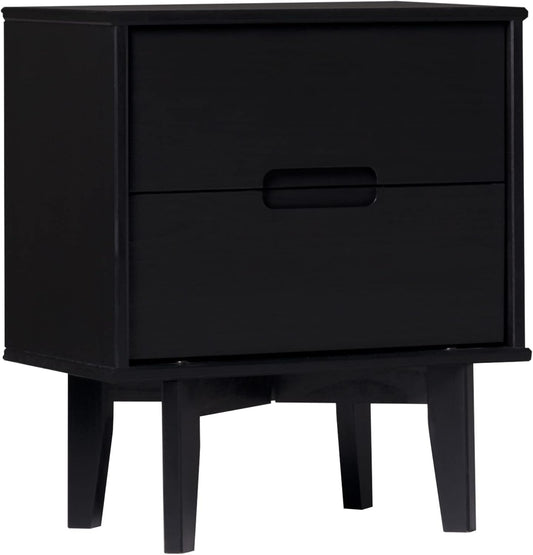 Brynn Modern Solid Wood 2-Drawer Nightstand 24 Inch Black
