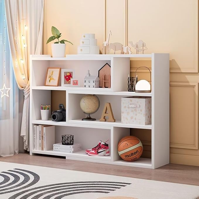 Wooden Extendable Shelf Bookcase - 3-Tier Ladder Short Bookshelf for, Multi-Scene Use for Living Room, Bedroom, Home Office (Oak)