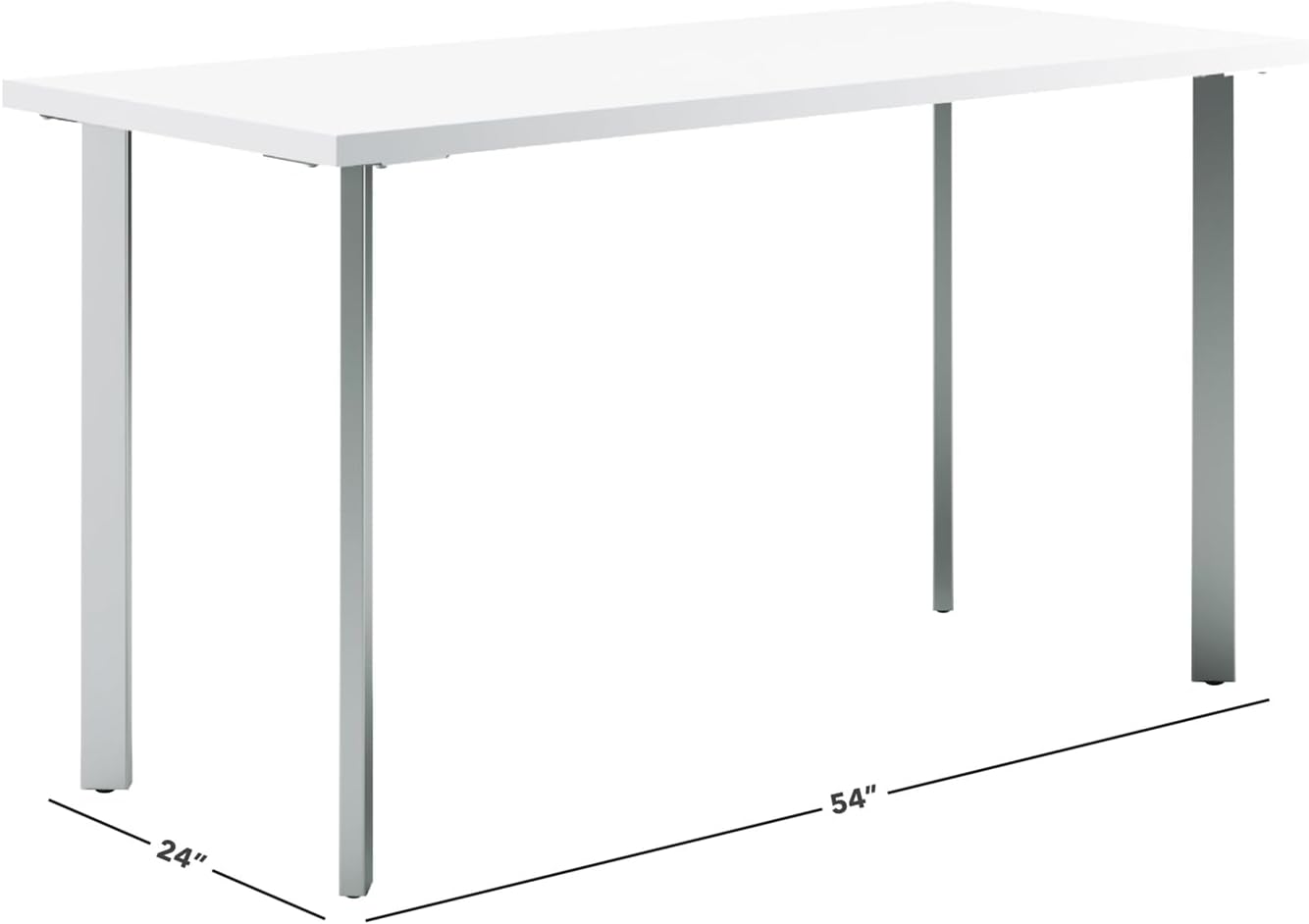 HON Coze Home Office Desks, Sturdy Table Computer Desk, 54", White Top, Silver Base