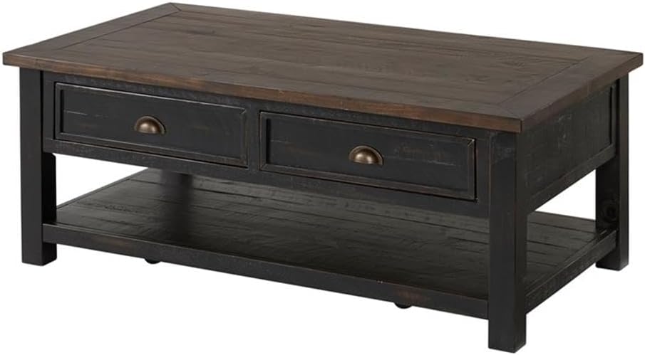 Martin Svensson Home Solid Wood Coffee Table, Black with Brown Top