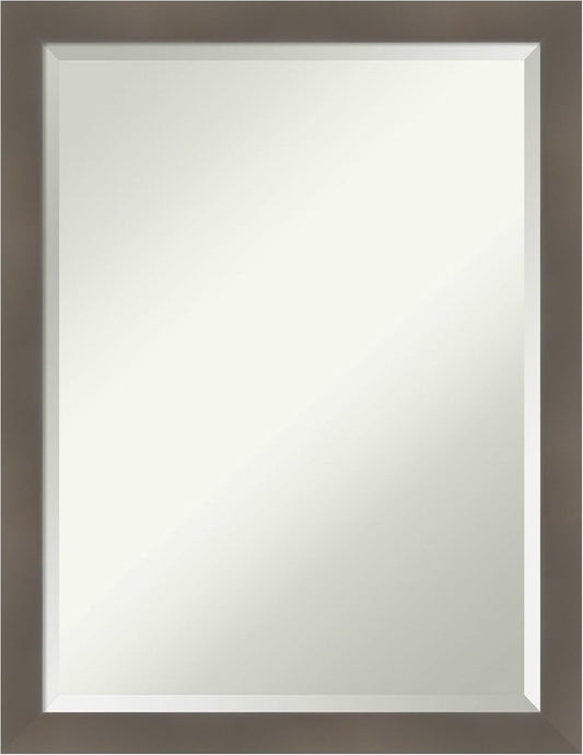 Amanti Art Grey Wall Mirror 27x21 Edwin Clay Grey Rectangle Bathroom Mirror for Wall Decor Living Room, Medium Casual Wood Frame, Hangs Horizonally and Vertically, Bathroom Decor, Beveled Edge from WI