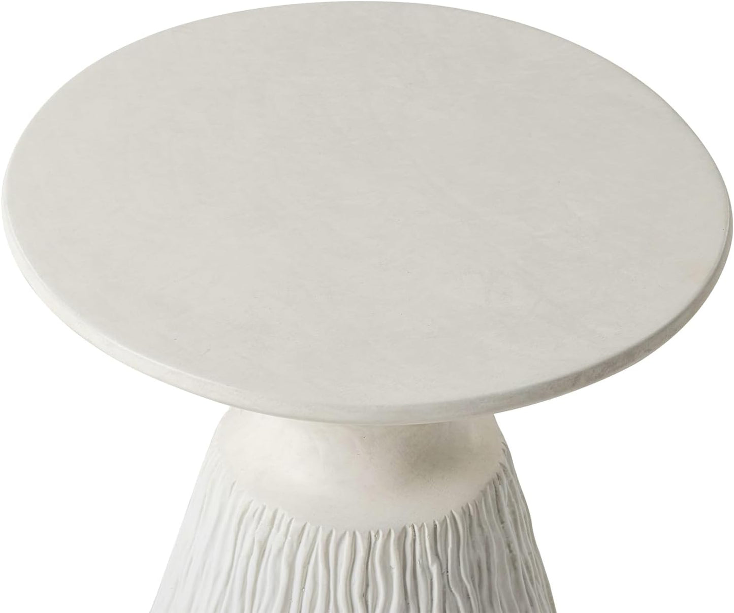 COSIEST Outdoor Side Table, Mushroom Shaped MgO Accent Table, Lightweight Patio End Table with Rotund Base, Round Top Plant Stand for Garden and Deck, White