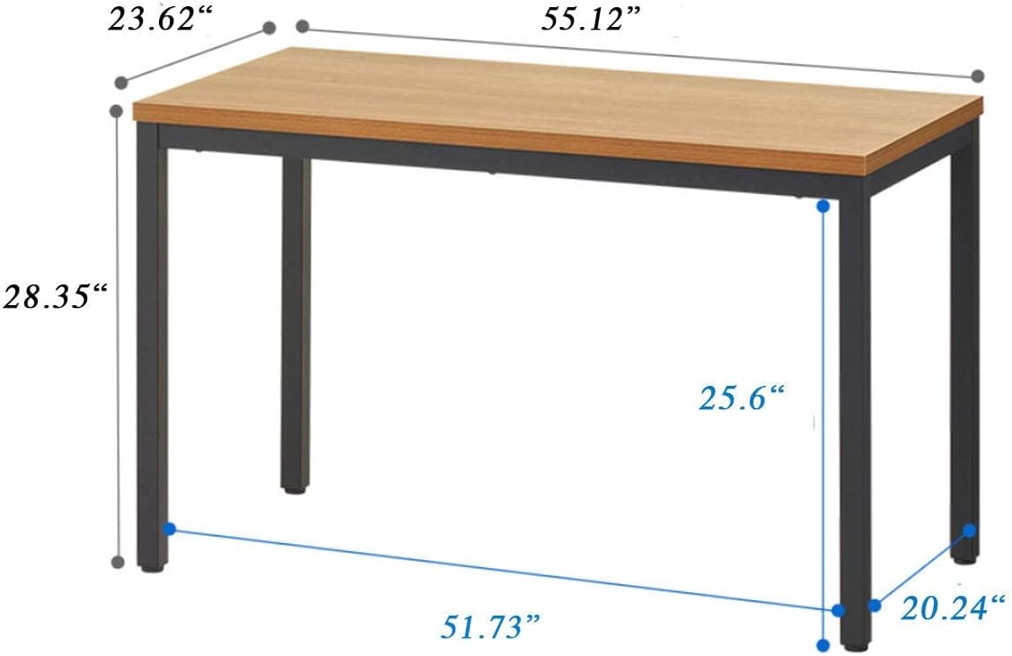 BIBOC 24X55 inches Computer Desk/Dining Table, Office Desk, Composite Wood Board Sturdy Writing Workstation for Home Office Walnut and Black Legs