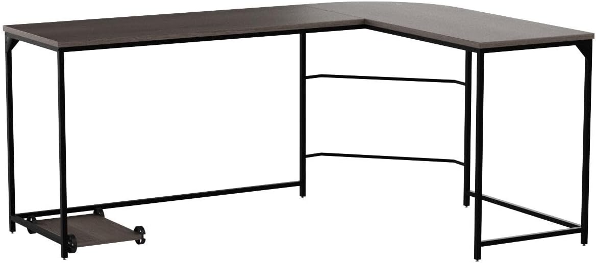 Teraves Reversible L Shaped Desk, 66.1" Gaming Desk, Corner Desks for Home Office, Space Saver Workstation Table, Modern Wooden Desk, BOAK