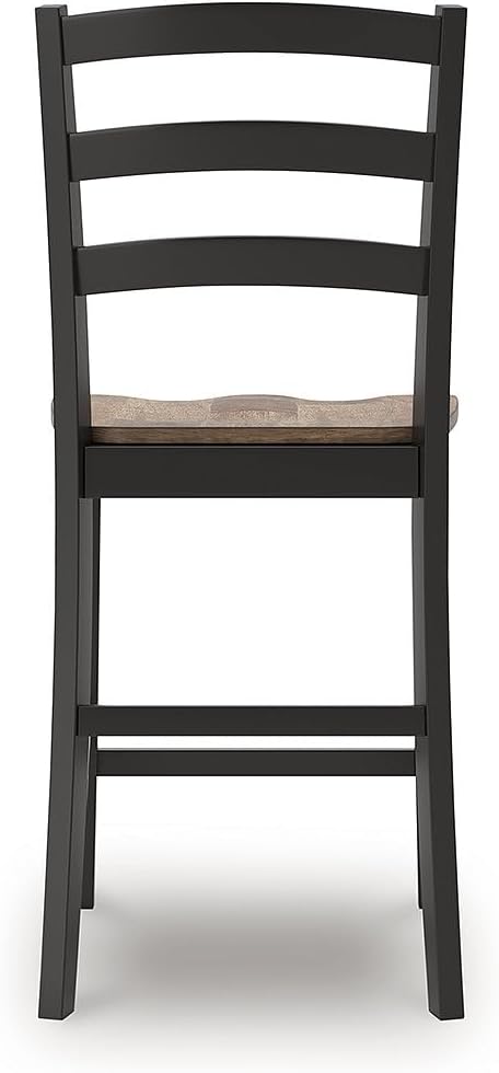 Signature Design by Ashley Wildenauer Farmhouse Armless Ladder Back Counter Height Bar Stool with Footrest, Set of 2, Light Brown & Black